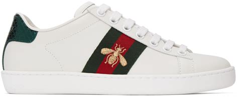 gucci white bee ace fit pic|Gucci ace bee embroidered.